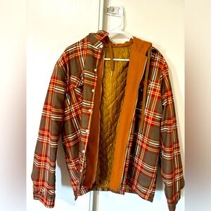 Flannel hoodie zip jacket